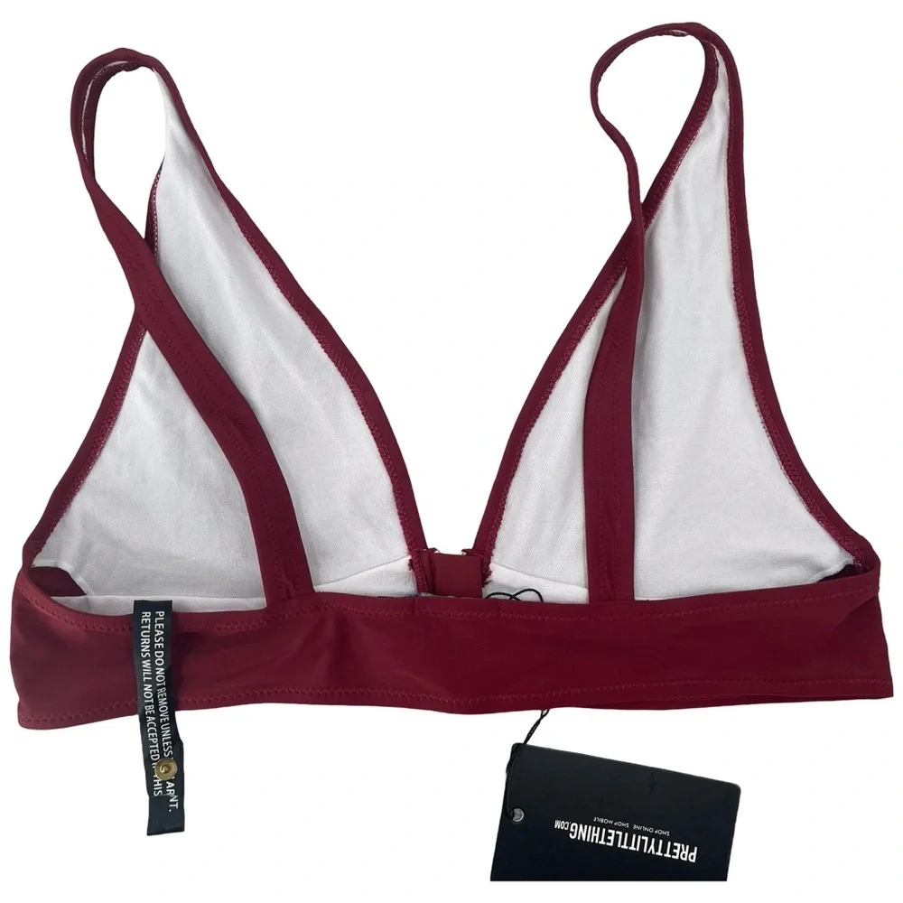 ✨NWT PrettyLittleThing Deep Red Bralette with Zipper size 8